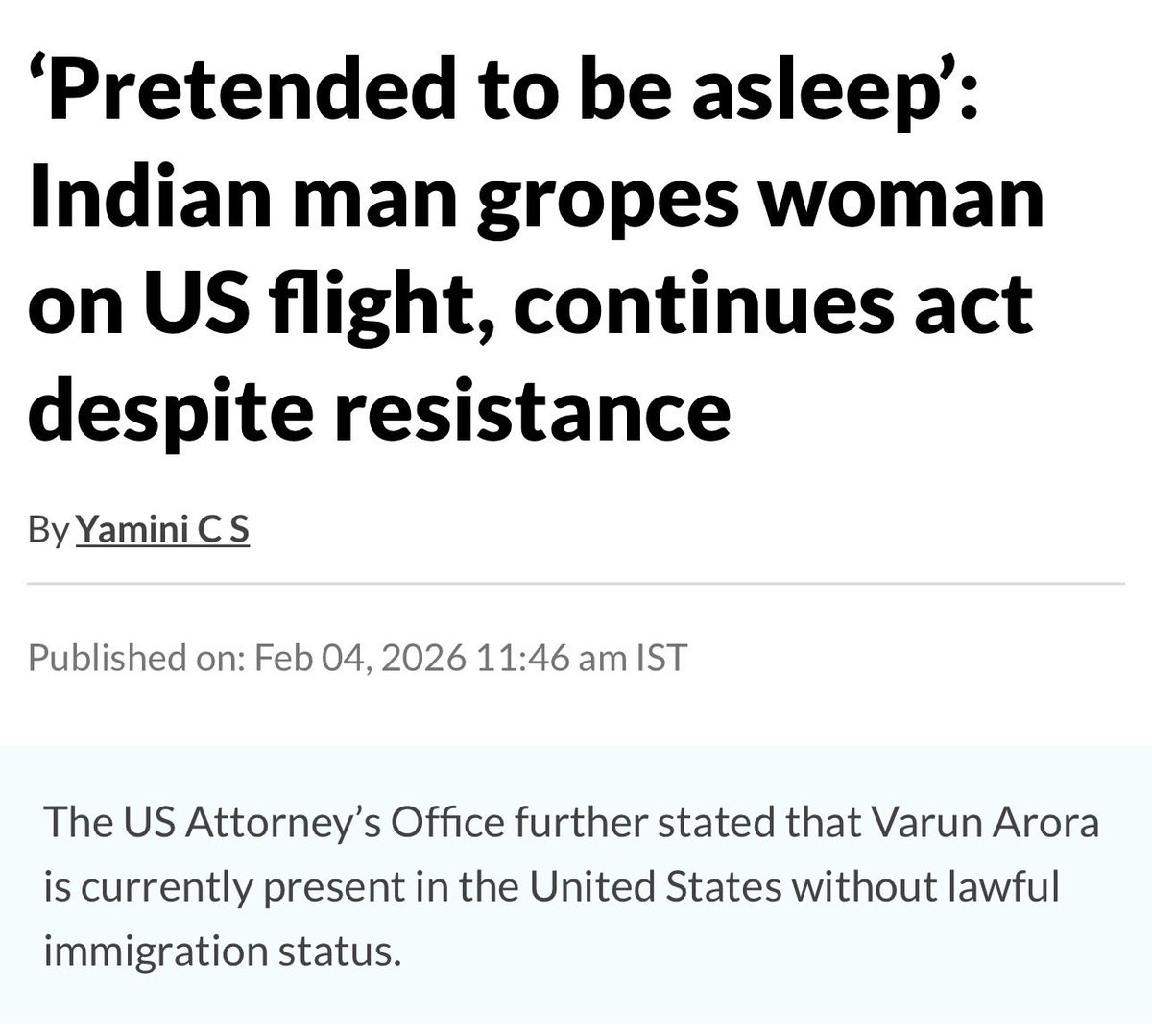 RedPillRabbit's tweet image. 🚨🚨 INDIAN illegal alien sexually assaults a woman on plane. There is an estimated 750,000 illegal alien Indians in the US (so you know there’s many more than that).

hindustantimes.com/india-news/pre…
