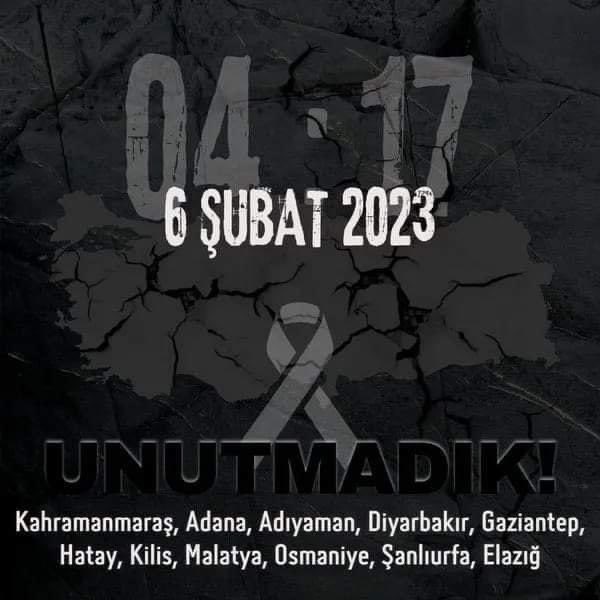 6 Şubat asrın deprem felaketinin yıl dönümünde, hayatını kaybeden vatandaşlarımızı rahmet ve saygıyla anıyoruz.

Unutmadık, unutmayacağız, unutturmayacağız.
