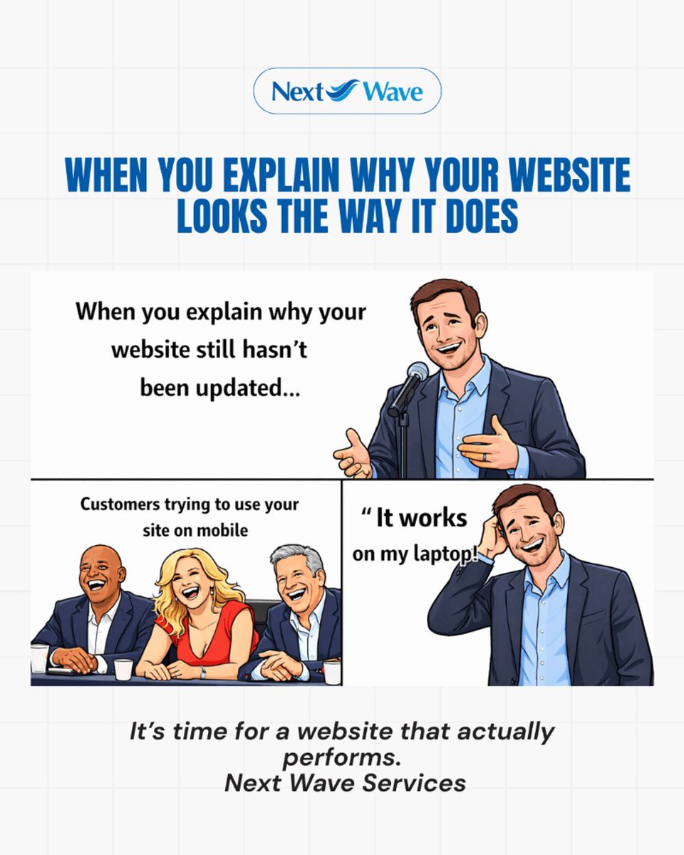 nextwaveassist1's tweet photo. When You Explain Why Your Website Looks The Way it Does.

Your site shouldn’t rely on luck or excuses. If customers don’t trust what they see, they leave—fast. 

Upgrade to a clean, modern, high-performing website built for today, without doing it yourself. Contact us now! https://t.co/kOLzdcw7hG