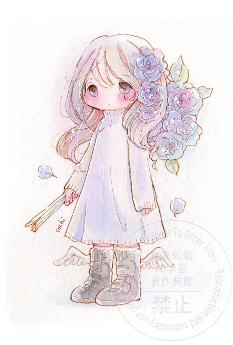 「おはようございます 金曜日 おはなをこころに」|チコリ@✨🐸羽根🪶としっぽ展のイラスト