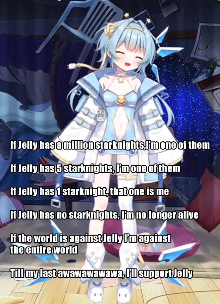 SWMrPlow's tweet image. Love Jelly Hoshiumi, jimple jas. Feel free to spread the badly made meme if you feel the same. Awawawawa!