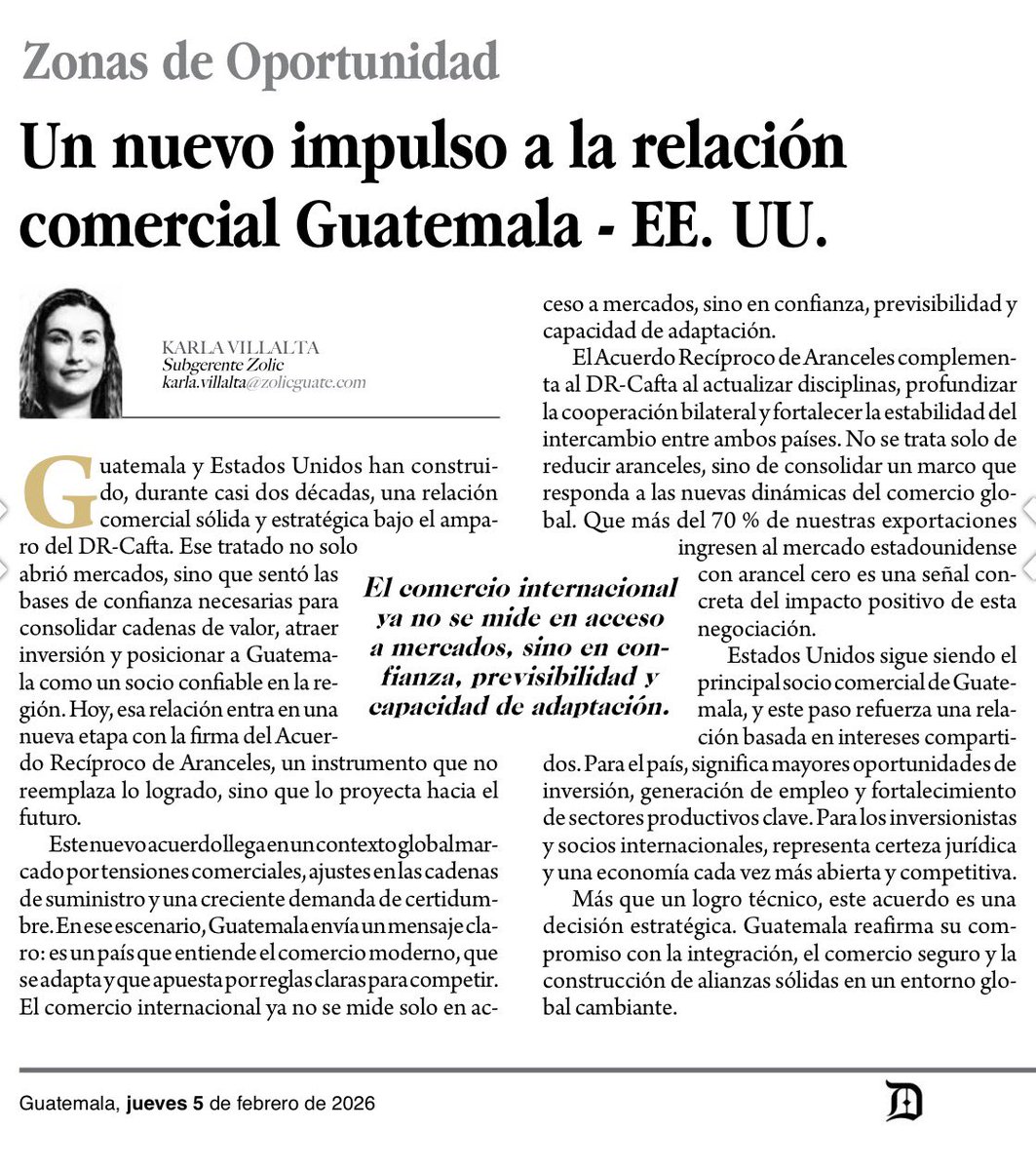 La columna de ZOLIC hoy en el Diario de Centroamérica.
#ZOLIC #GuatemalaEEUU