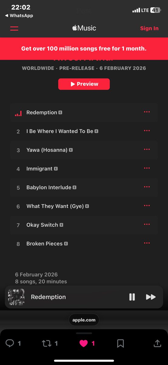 Rew_priyst1's tweet photo. Redemption valley tape is OUT on Apple Music at the moment 

#RedemptionValley https://t.co/5JFYb9hKhl