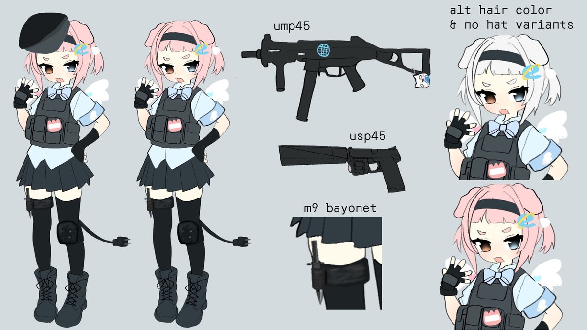 【NEW OUTFIT】
tactical uniform net 
at your service ( -_•)▄︻テحكـ━一💥

with a new found love for boomer shooters
your imouto became a cute girl with guns &amp; wants to play all of your favourite shooters!!! 🎮

headpat me lots and..
i might just spare your life (ᐡ ×⩊×ᐡ) ♡