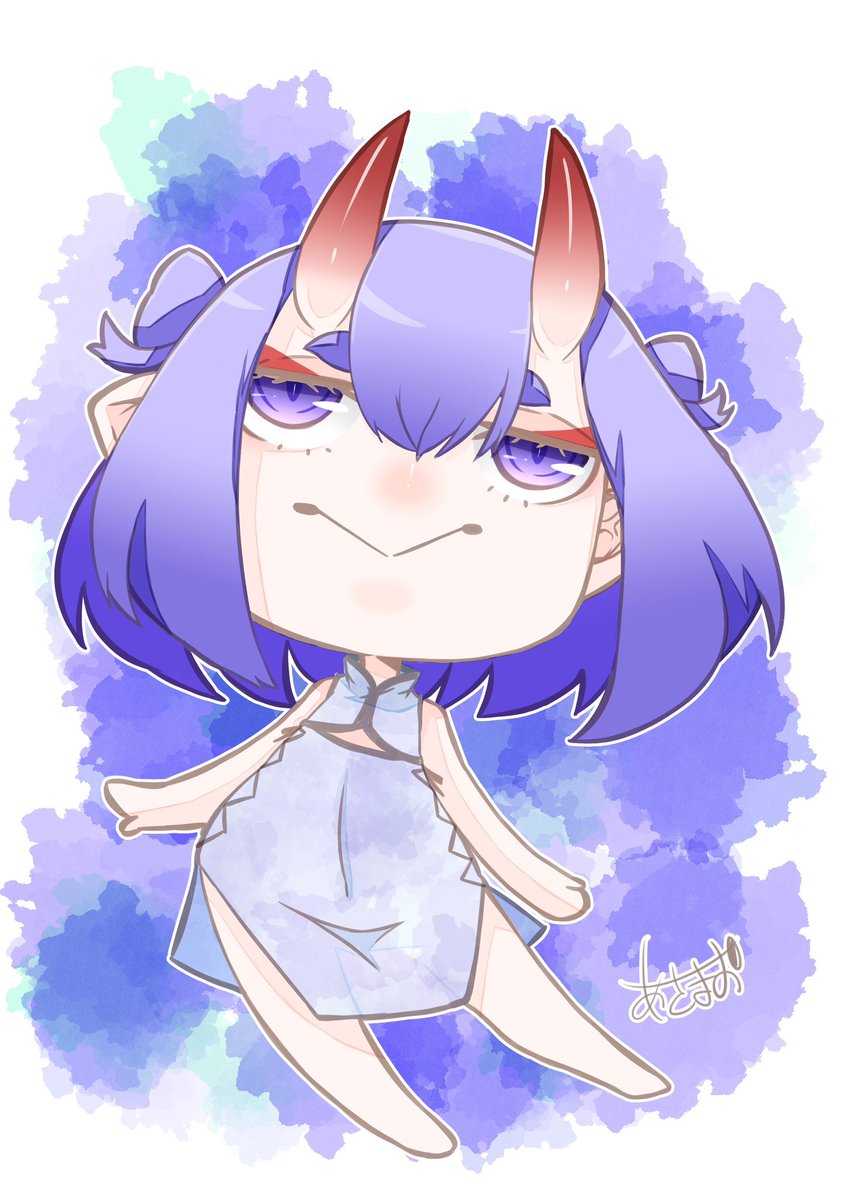 酒呑童子(Fate) 「おはようございまっす(๑ᴖ◡ᴖ๑)きんよーびー☆ミ 今週もあと1日٩( ᐛ )و」|あさぎりまお＠お仕事募集中☆ミのイラスト