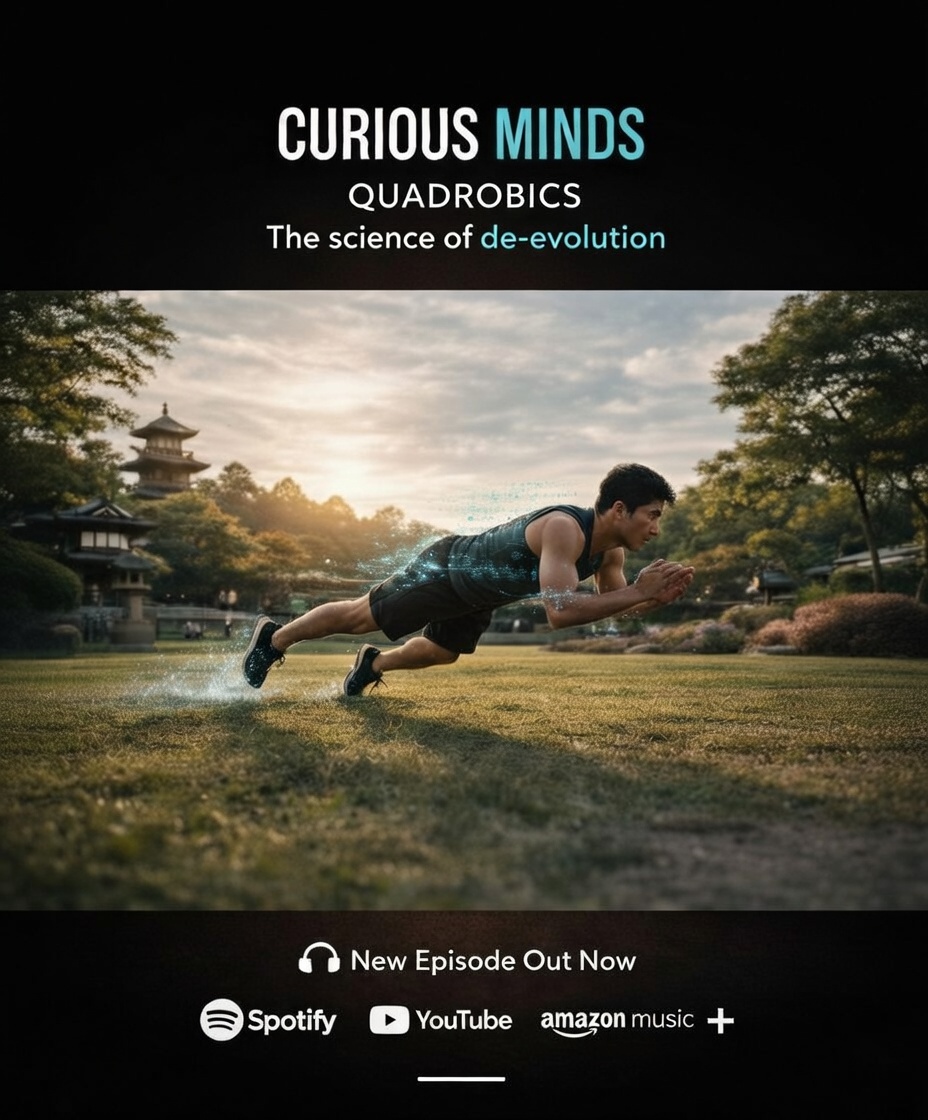 Ever seen someone sprint through a park on all fours? 🐾 it’s #Quadrobics. Episode 21 of #CuriousMinds explores why millions are ditching 4 million years of #evolution 
🎧 Listen now: open.spotify.com/episode/6YFoNN…

#Podcast #Biohacking #Neuroscience #FitnessTrends  #CuriousMindsPodcast