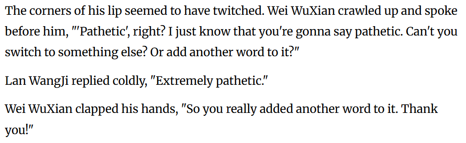 You're so annoying wwx I'll kill u with my bare hands