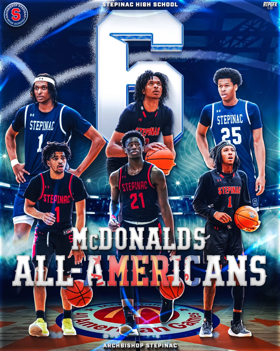 History!!
•
🍔 🍔 🍔 🍔 🍔 🍔!!!!!

3 guys from one team!! Joining only Montverde Academy and Prolific Prep to have 3 guys on the same team, in the same year to be named McDonald’s All Americans!! 
•
Stepinac now has produced more McDonald’s All Americans than any other CHSAA