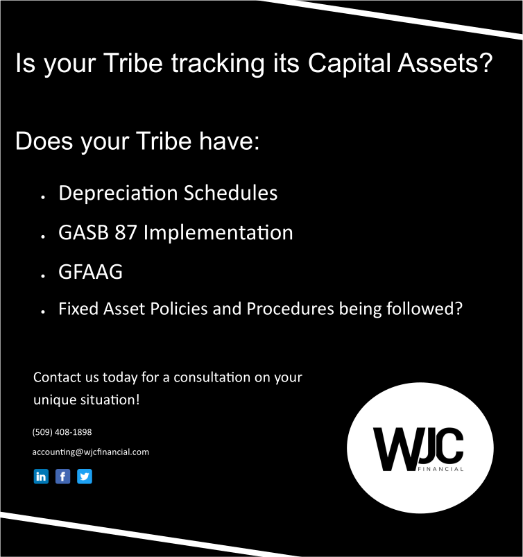 WJC_Financial's tweet photo. Does your Tribe need help with its Capital Assets?  

#Audit #AuditPrep #CapitalAsset #fixedasset #helpingtribesthrive https://t.co/dicncwSbTZ