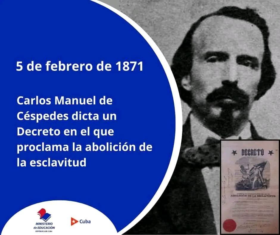 Un momento para la #Historia:
🇨🇺 El 5 de febrero de 1871 se aprobó un decreto crucial para la #Historia de Cuba: la abolición de la esclavitud.