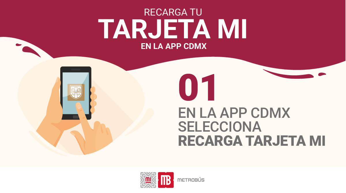 MetrobusCDMX's tweet photo. Recarga tu tarjeta #MI en 4 sencillos pasos con la #AppCDMX. 👇🏻😀

🔹Google Play: https://t.co/OY3p3gIVQC

🔹iOS: https://t.co/zLLBLKvPS5 https://t.co/t4HJiEn0Mt