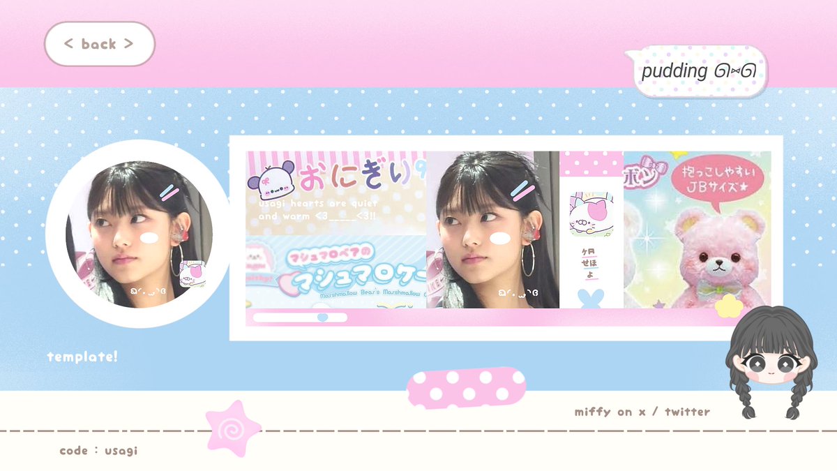 eikozu's tweet photo. ohayou gozaimasu! miffy punya anak baru namanya ♡ usagi 🐰 ayo kenalan nanti mau di sell as template. layout wonhee, haerin dan ian nya ufs 8.000 ya

#zonauang https://t.co/C3FTWxAUjx