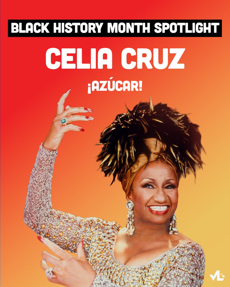 votolatino's tweet photo. This Black History Month, we celebrate Celia Cruz—the Afro-Cuban Queen of Salsa who broke barriers, honored her roots, and made the world dance to the sound of ¡Azúcar! Her legacy continues to inspire generations. https://t.co/EHltVvOuYk