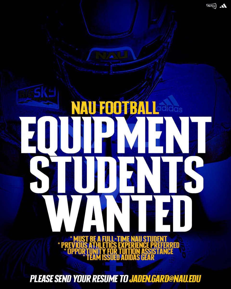 NAU_Football's tweet image. We're looking to add to our team!

If you're interested in joining our equipment operations team, here's your opportunity 🪓

#RaiseTheFlag