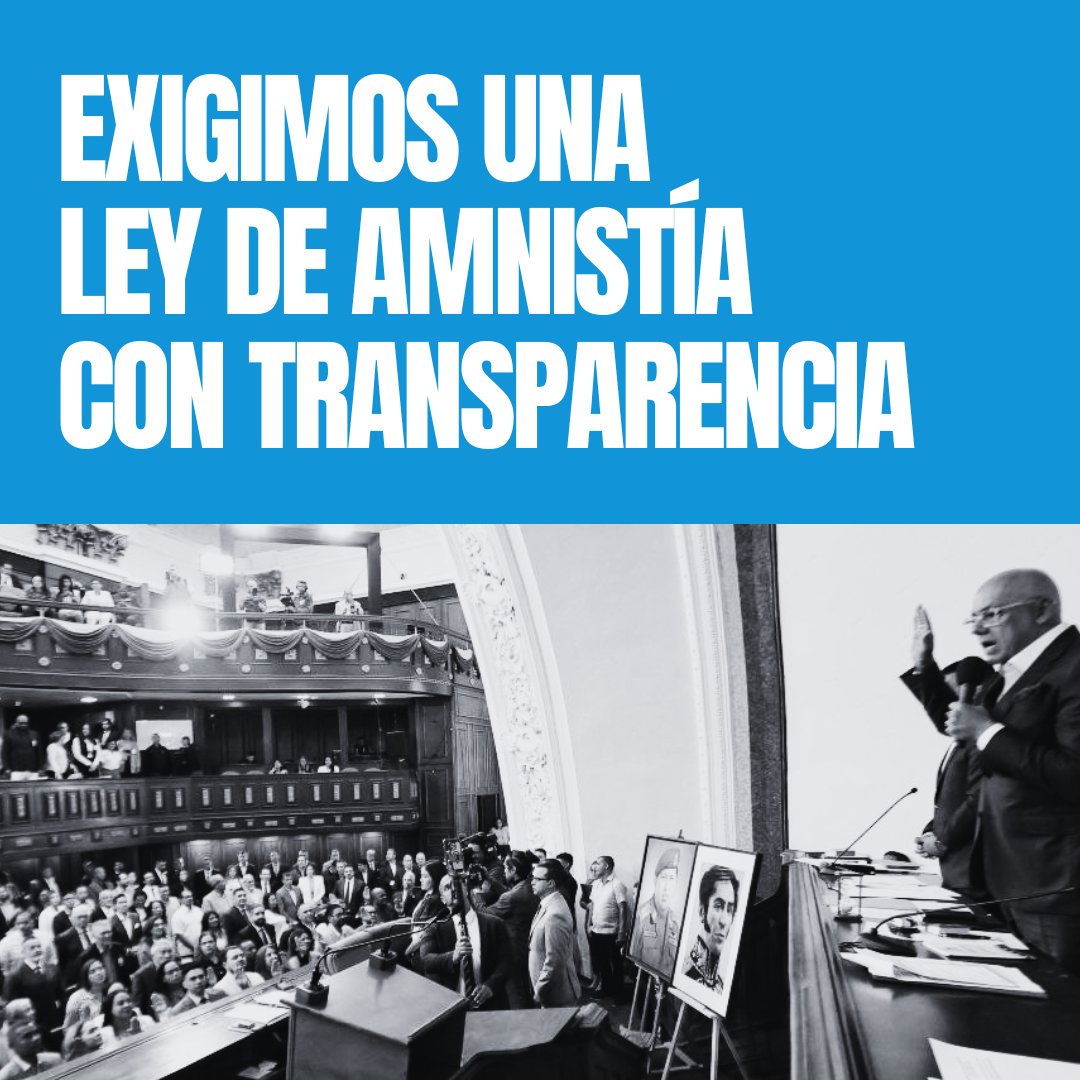 Una ley de amnistía no puede discutirse ni aprobarse a espaldas de la sociedad venezolana.

Exigimos transparencia, participación de las víctimas y respeto a los estándares internacionales de derechos humanos en la propuesta de amnistía de Venezuela. #5Feb