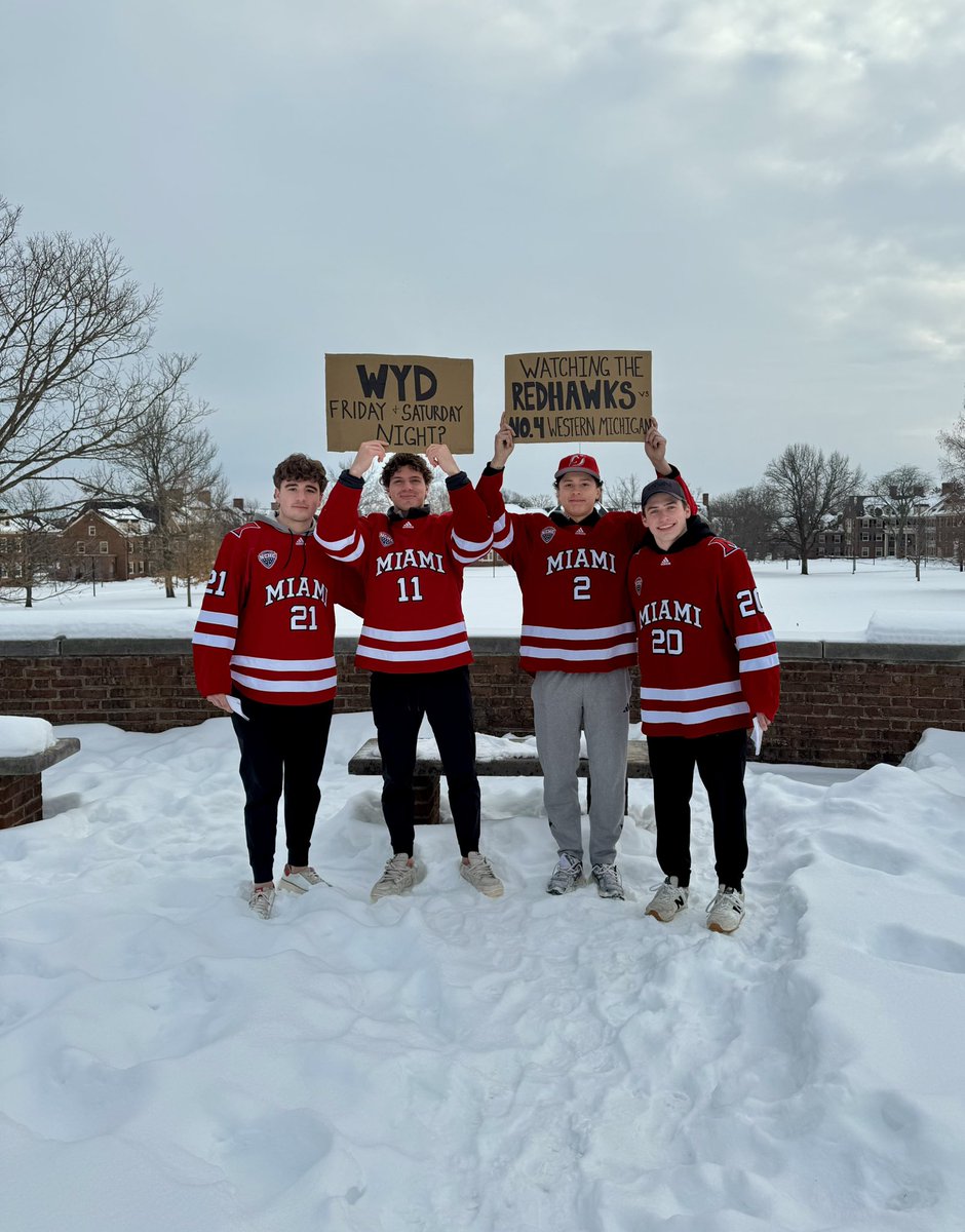 MiamiOH_Hockey's tweet photo. Weekend plans ✔️ Miami vs. Western Michigan.

🗓️ Friday 7:05PM &amp; Saturday 6:05PM
🎟️ Link in bio

#RiseUpRedHawks https://t.co/i7tUJcfyOo