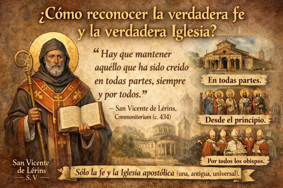 REGLA PARA DIFERENCIAR LA FE DE LA HEREJÍA

«Más aún, en la misma Iglesia católica es necesario velar con gran esmero para que profesemos como verdadero aquello que ha sido creído en todos los lugares, siempre y por todos.»

- San Vicente Lerins