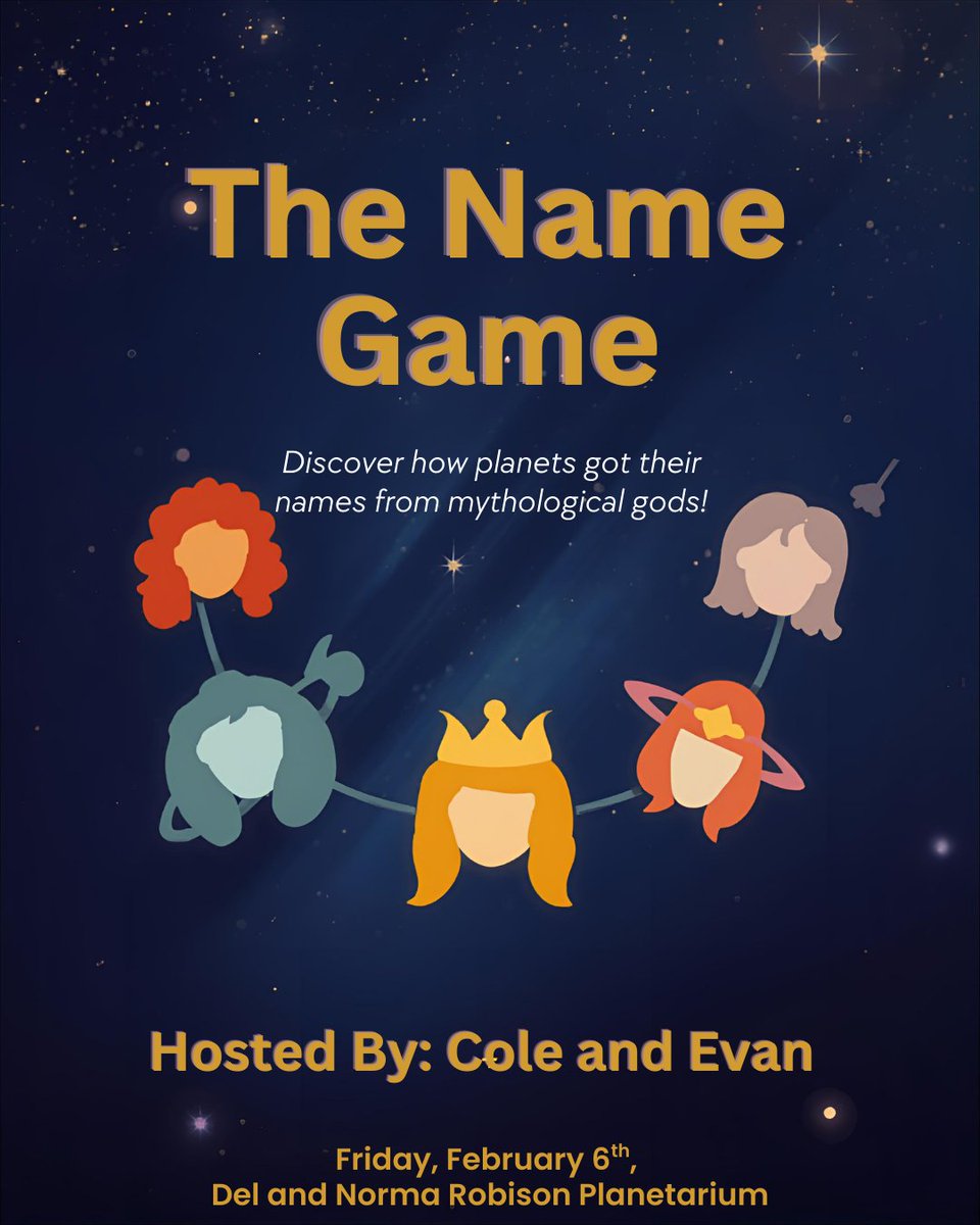 TrumanDome's tweet photo. FREE PUBLIC SHOW : February 6th, 2026 @ 6PM

Hosted By: Cole Gordy and Evan Caito

We all know the names of the planets, but do you know where those names come from? Join us as we jump from planet to planet and take a look at the gods they are named after. https://t.co/djWOsFoRdr
