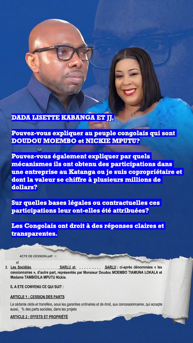 LosamboMuntu's tweet photo. 💥🛑🇨🇩 Ceux qui avaient besoin des réponses sur les parts que l'ambassadeur Dany_Banza_Maloba réclame ont la première réponse. https://t.co/SDzi3kwONX