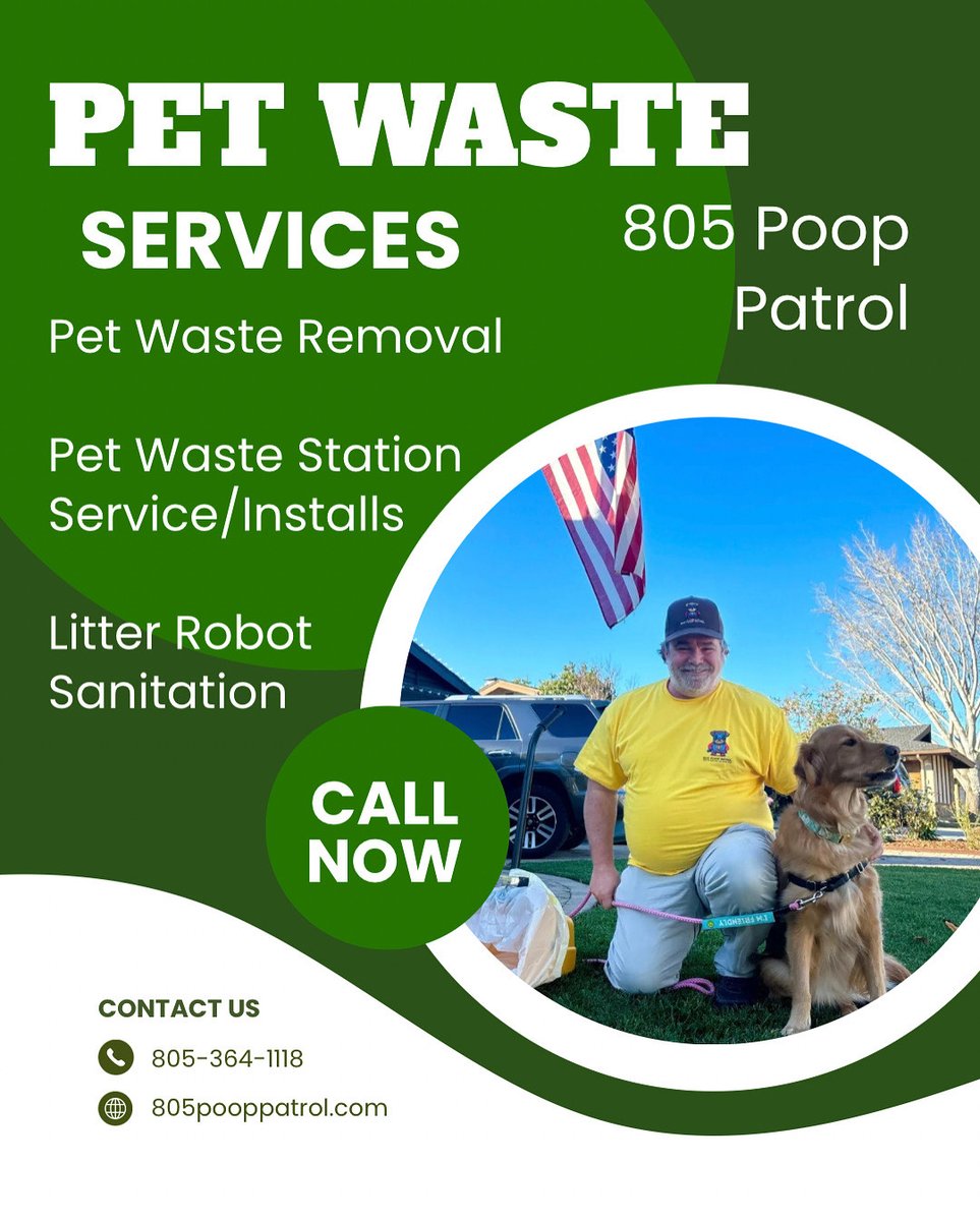 COMMUNITY FOCUS: (Santa Barbara)
805 Poop Patrol
805-364-1118
Professional Pet Waste Management Solutions for Cleaner, Safer Outdoor Spaces
805pooppatrol.com
facebook.com/profile.php?id…
instagram.com/805_poop_patro…
tiktok.com/@805.poop.patr…