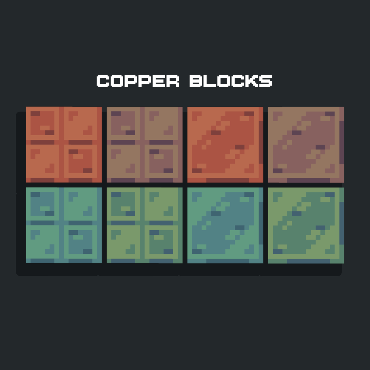 Trying to re-learn Minecraft art, starting with a few copper blocks
#Minecraft #Blockbench