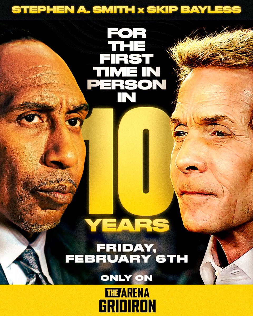 Stephen A. Smith and Skip Bayless reunite in person for the first time in 10 years.

Tune in tomorrow on Underdog’s <a href="/ArenaGridiron/">The Arena: Gridiron</a> to catch it all 🍿