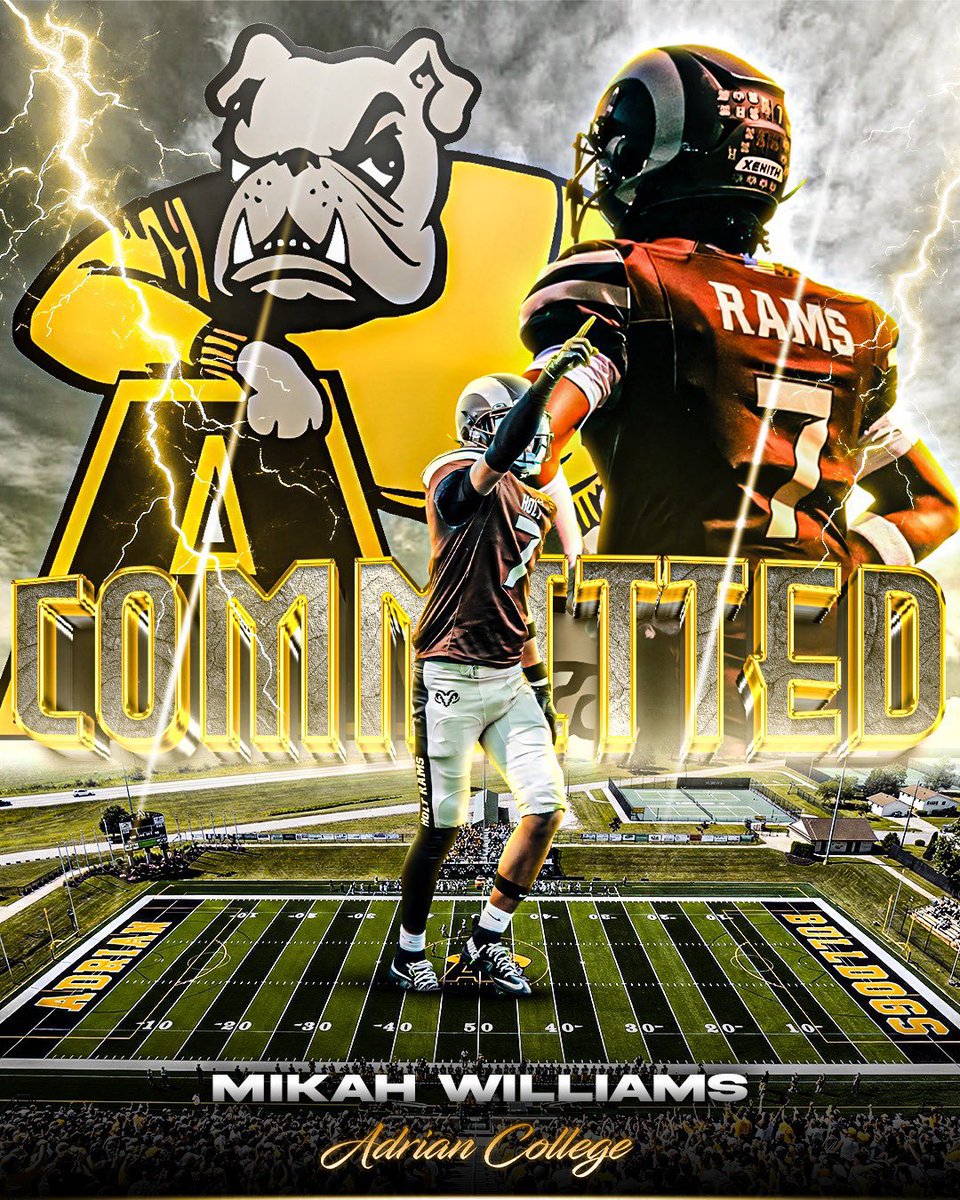 I am extremely blessed to announce that I am 1000% committed to Adrian College! I can’t thank God, my coaches and my family enough for this opportunity. <a href="/JebPalka/">Jeb Palka</a> <a href="/Coach_Palka/">Joe Palka</a> <a href="/AdrianCollegeFB/">Adrian College Football</a> 
#AGTG