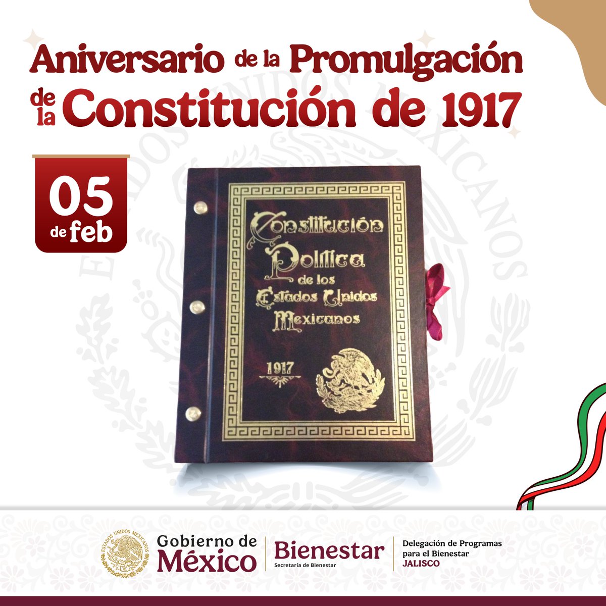 Hoy conmemoramos la Constitución Política de los Estados Unidos Mexicanos, base de nuestros derechos, libertades y del Estado de derecho.
Un documento que sigue guiando la vida democrática y el rumbo de un México más justo y con igualdad para todas y todos.