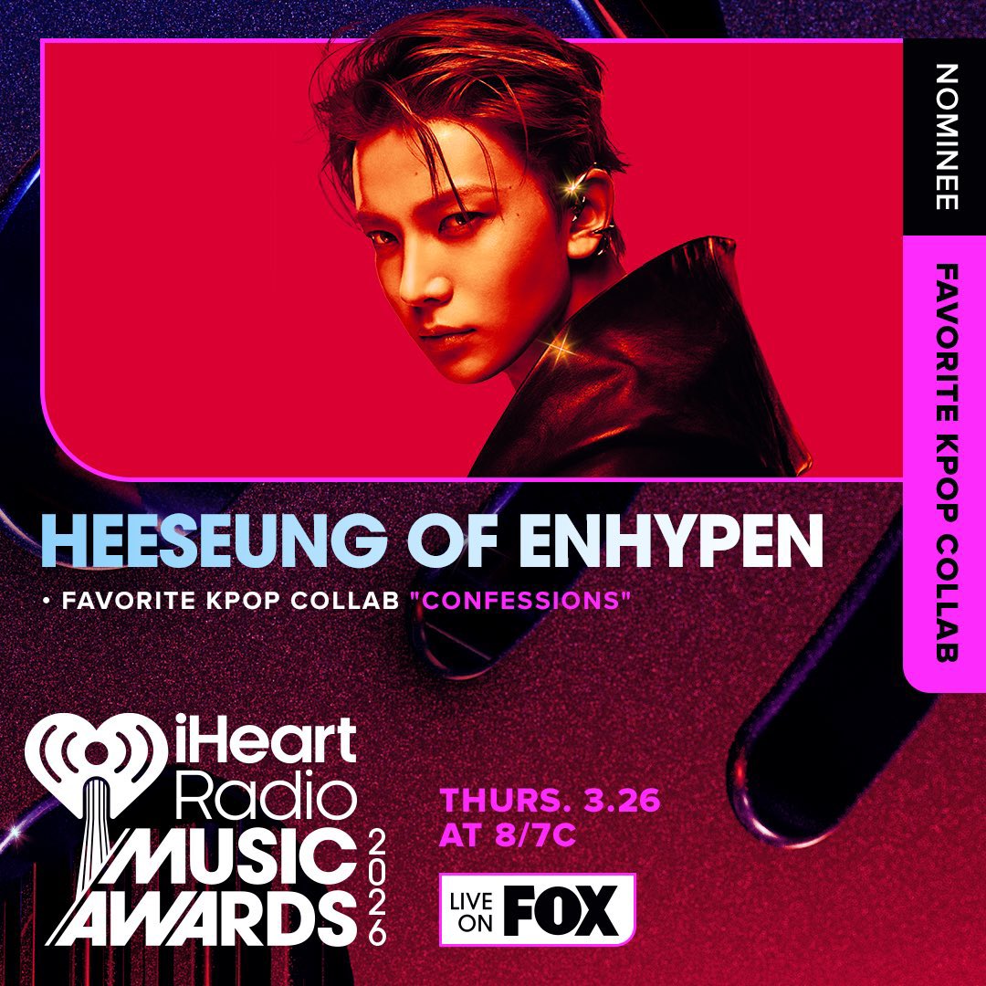 SJYStream's tweet image. iHeartRadio || 060226

Don't forget to vote for 'CONFESSIONS' in the 'Favorite Kpop Collab' category in IHR Music Awards ✨️

🗳 iheart.com/music-awards/
End : March, 20th 2026

VOTE CONFESSIONS NOW 
#iHeartConfessions #HEEJAKE_CONFESSIONS
#HEESEUNG #JAKE @ENHYPEN_members