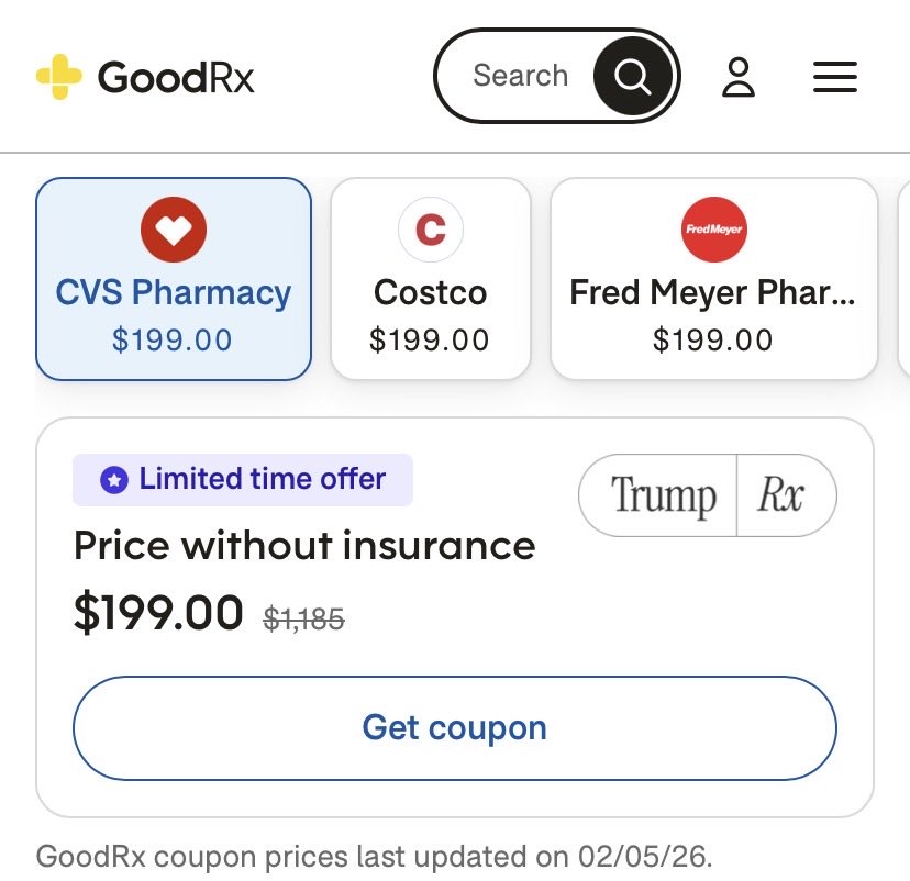 capt_calhoun's tweet image. TrumpRX is just a reskinned GoodRX