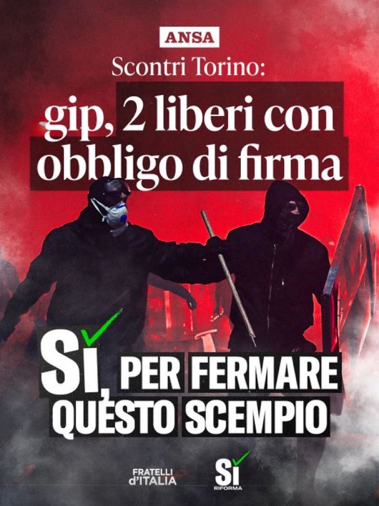 FaniSimonu34434's tweet image. Buona notte !
VOTO #SÍ perché non vedo altra alternativa all'inizio di un drastico #cambio di #rotta con la RIFORMA della GIUSTIZIA !
I #criminali devono espiare le #pene in GALERA per le loro gravi #colpe e i loro infami #delitti. Lo #Stato NON può cedere ai #delinquenti.
#BASTA