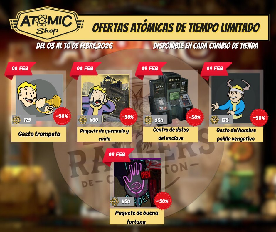 Ran_charleston's tweet photo. OFERTAS SEMANALES Fallout 76
Del 03 al 10 de Feb de 2026
Nota: Las ofertas semanales pueden estar sujetas a cambios
#Fallout76 #Fallout #fallout76latam #fallout76mexico #fallout76comunidad #fallout76memes #Bethesda
#PrimeVideo
#falloutonprime #burningsprings https://t.co/iKi1JpVJ8G