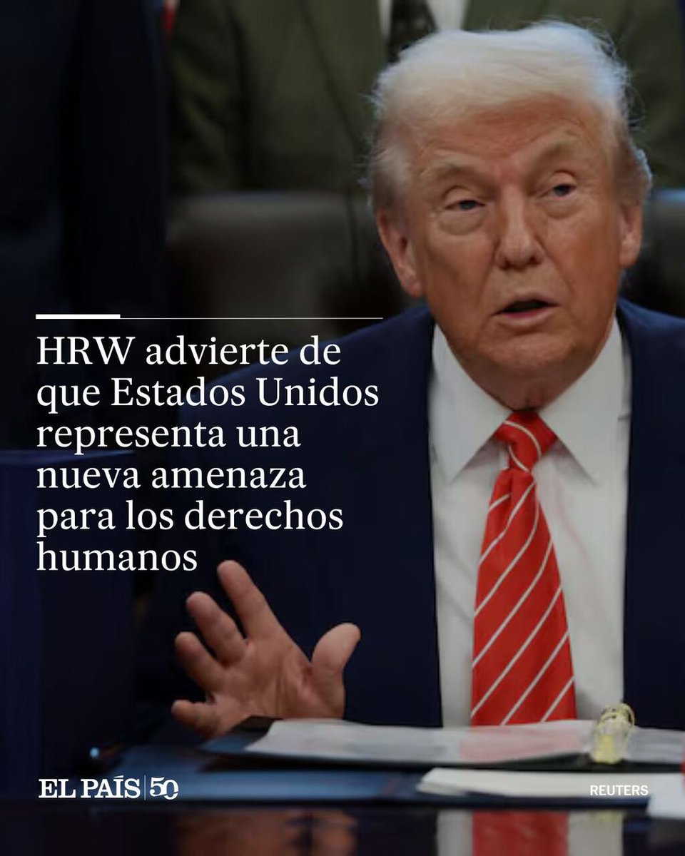 elpais_america's tweet image. ⭕🇺🇸 HRW advierte de que Estados Unidos representa una nueva amenaza para los derechos humanos

El informe mundial 2026 de la ONG resalta el avance de una “ola autoritaria” e incita a los países democráticos a crear una alianza para proteger el orden

🔗 tinyurl.com/mwd6fefs