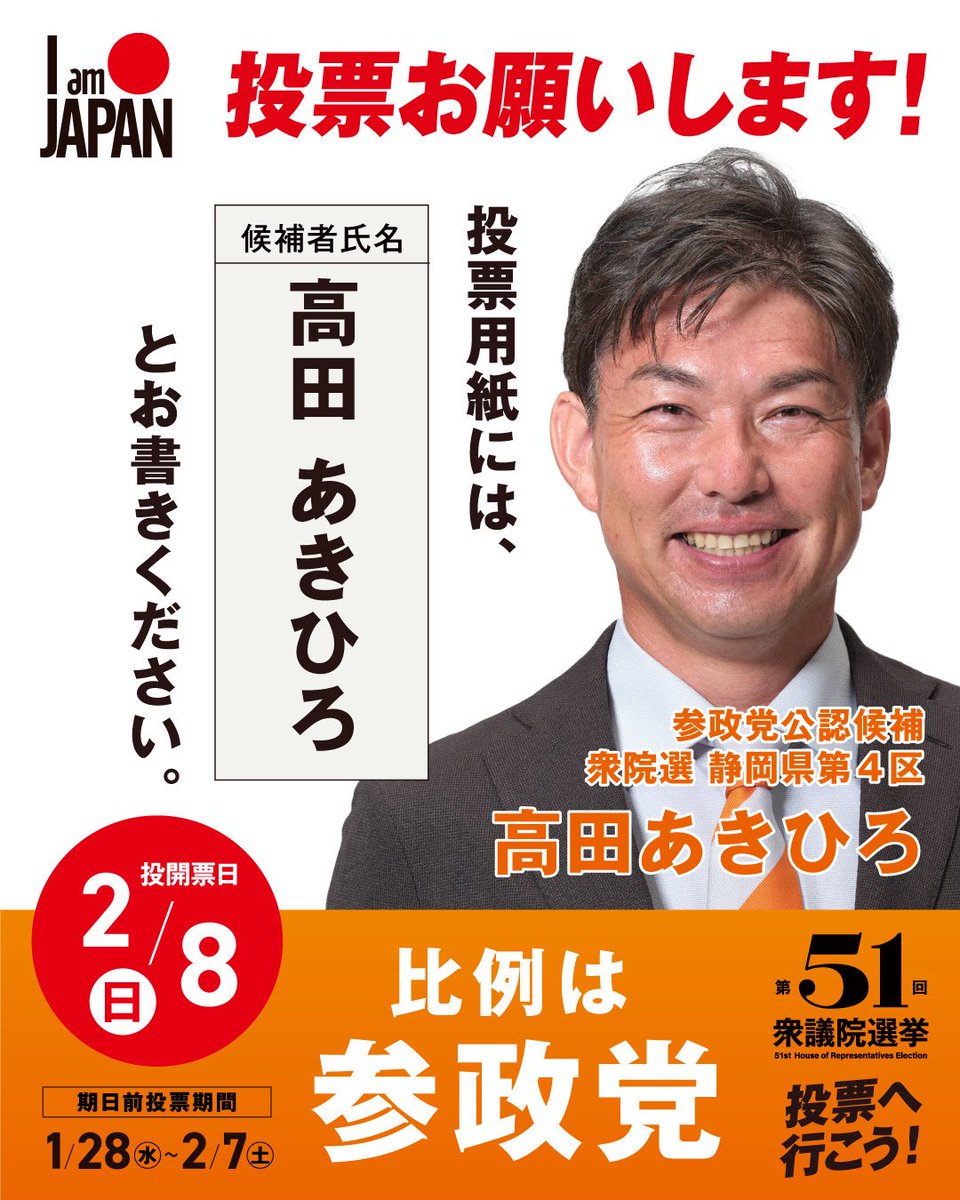 おはようございます
今夜は3回目の個人演説会を行います！
選挙戦残り…今日と明日のみです
後悔が残らないように本日も細かくゲリラ街宣を各地で行っていきます！
 #ひとりひとりが日本   #比例区は参政党