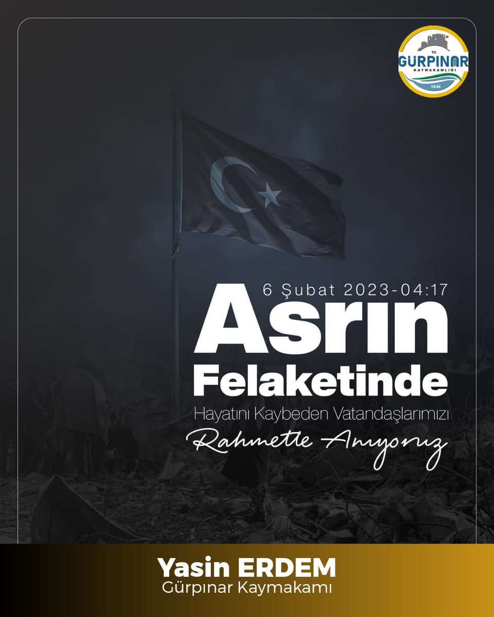 6 Şubat 2023 tarihinde merkez üssü Kahramanmaraş olan ve 11 ilimizi etkileyen depremin yıl dönümünde, hayatını kaybeden tüm vatandaşlarımıza Allah'tan rahmet yakınlarına başsağlığı ve milletimize sabırlar diliyoruz.
<a href="/yasinerdem92/">Yasin Erdem</a>