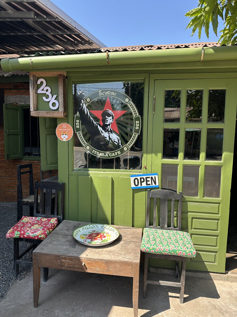 Souvie's tweet image. New communist theme cafe opened in Laos!