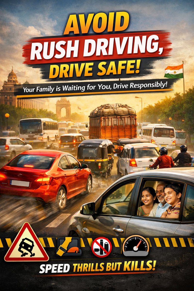 #तेज़_रफ़्तार कुछ पल की खुशी दे सकती है,
लेकिन एक गलती ज़िंदगी भर का दर्द बन जाती है।
जल्दबाज़ी में ड्राइव करना आपकी और दूसरों की जान खतरे में डालता है।
सुरक्षित चलें, #यातायात_नियम मानें और अपने परिवार के लिए ज़िम्मेदार ड्राइवर बनें।