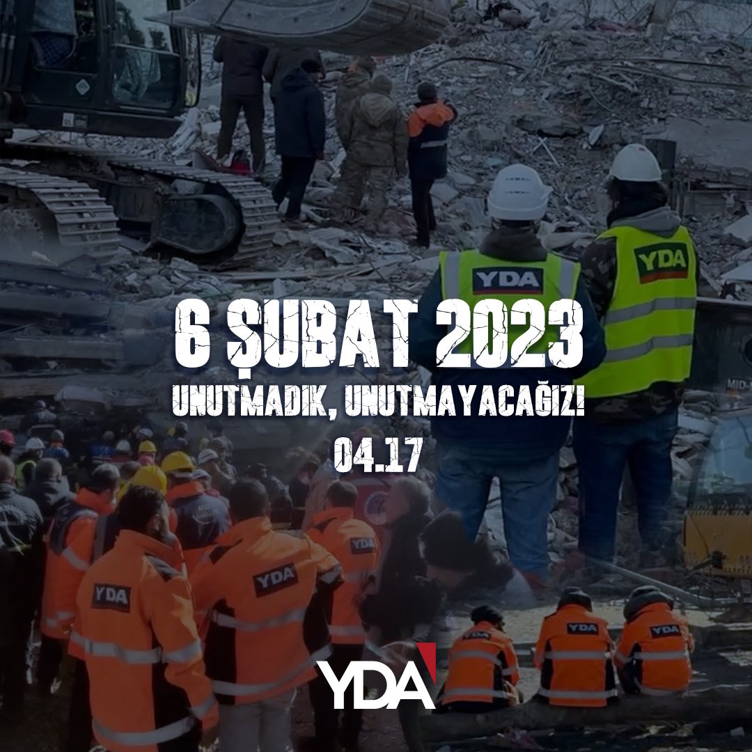 Unutmuyoruz. Çünkü bu tarifsiz acı, 85 milyonun ortak acısı. Yaşamını yitiren vatandaşlarımızı bir kez daha rahmetle anıyor; yakınlarına sabır diliyoruz.

Kurtarma çalışmalarında enkaz altından bir cana daha ulaşabilmek için tüm gücüyle çalışan YDA ailesinin her bir ferdine ve