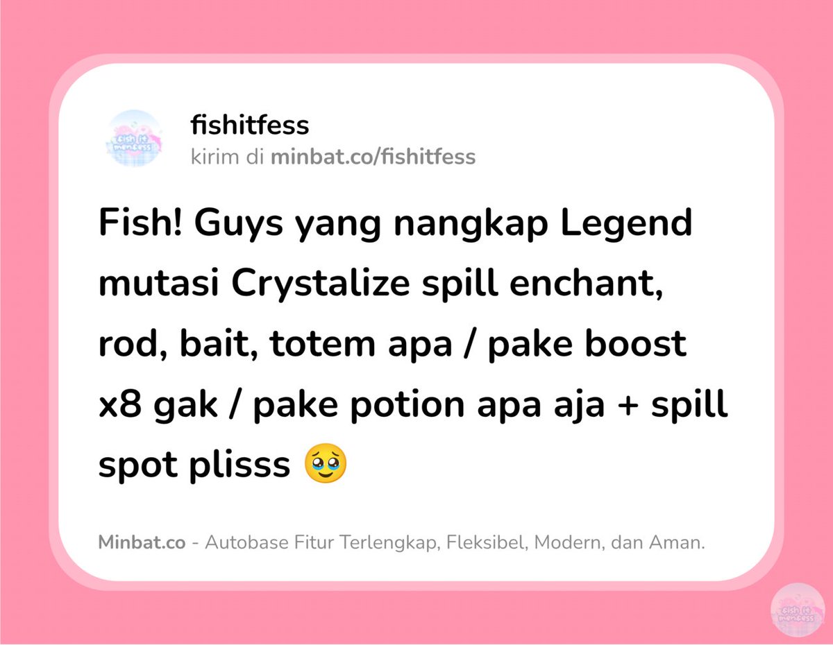 FISH IT FESS ‼️ WTT CANTUMIN UNAME tweet media