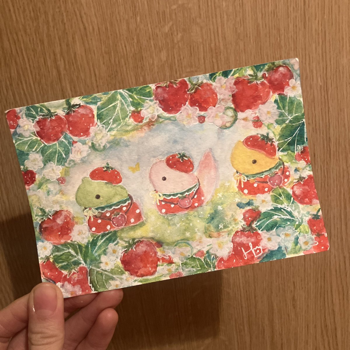 _hinaho_'s tweet photo. いちごの絵を描きました🍓

今週8(日)は吉祥寺ハーモニカ横丁朝市ですが、朝雪予報..❄️
また中止疑惑かも？ https://t.co/Wugtd1x9Ub