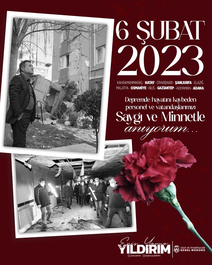“Asrın Felaketi” olarak anılan depremlerin yıl dönümünde, hayatını kaybeden personelimiz ile vatandaşlarımızı rahmetle anıyor; ailelerine ve yakınlarına sabır ve başsağlığı diliyorum.

Yaşanan bu büyük acı, milletimizin hafızasından silinmeyecek; daima hatırlanacaktır. 🇹🇷
