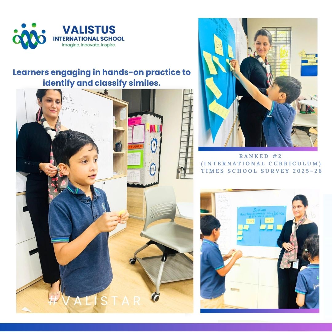 valistusschool's tweet photo. 📘 Learning Similes the Fun Way! 📘

Year 2 learners sorted sentences to identify similes, building confidence, independence &amp; teamwork. Their colourful chart now brightens the classroom! 📚✨
#VALISTAR #SchoolsInBangalore #IBLearners #EngagingLearning https://t.co/QhGLRSc1KM