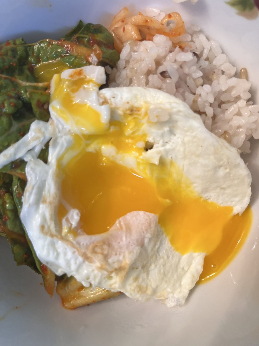 tangle_zip's tweet image. 봄동비빔밥
기름없이 구운 섹시 반숙계란후라이