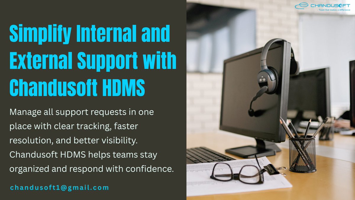 ChandusoftLtd's tweet photo. Chaos in support tickets? Not anymore! Chandudusoft HDMS centralizes internal &amp; external requests for faster fixes, better tracking &amp; team confidence.  Level up your support today! chanduusoft1@gmail.com  #HelpDeskSoftware #CustomerSupport #ITSupport #SaaS #ServiceDesk https://t.co/Y0ZIqLwH9c