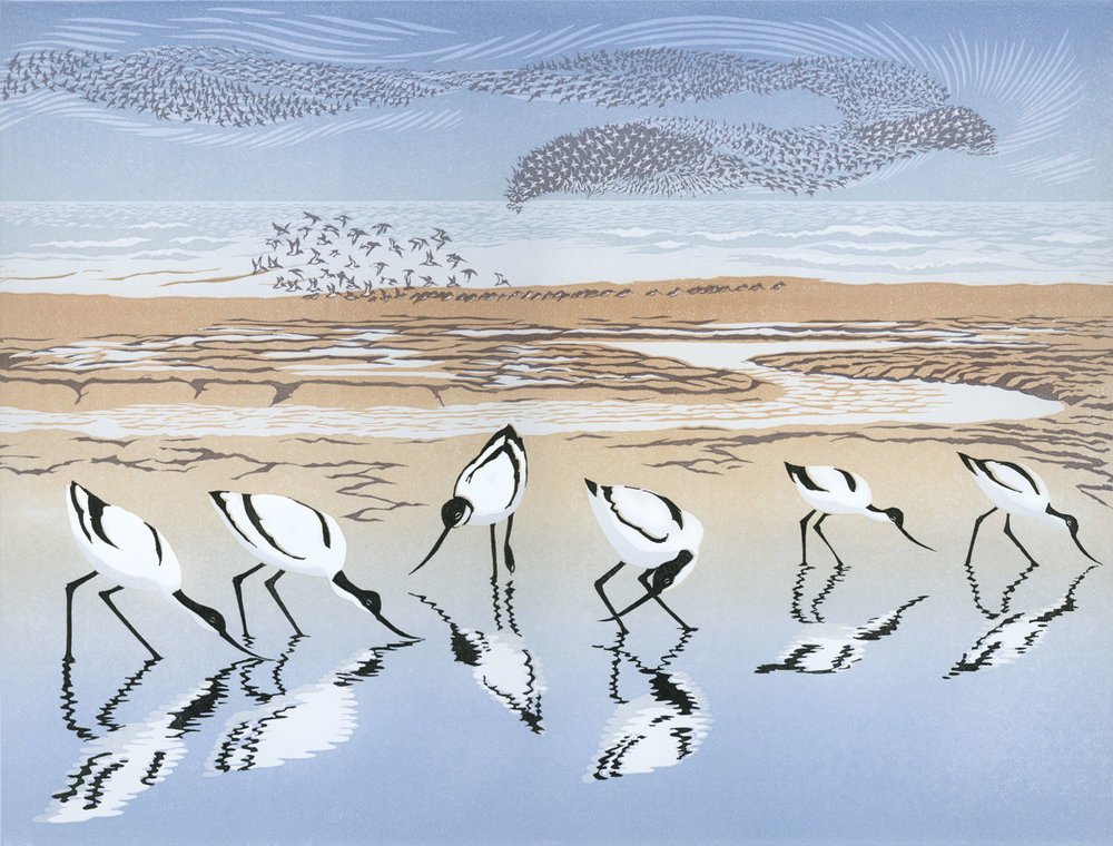 womensart1's tweet image. "Time and Tide' linocut by contemporary UK printmaker  Niki Bowers  #WomensArt