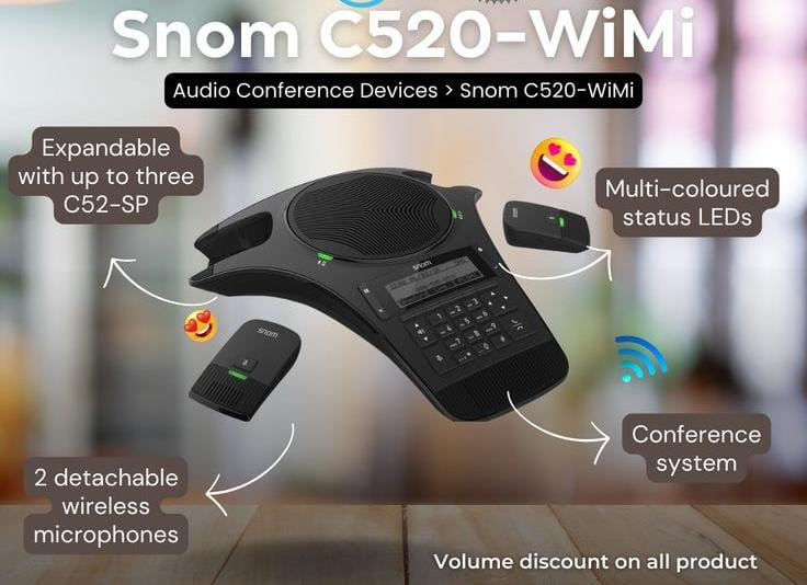 TechNuggetsKE's tweet image. Snom C520-WiMi IP conference phone. 
It is a modern conference solution for businesses of all sizes.

+254 731 402954

#snom #snomkenya #ipphones #voip #dect #conference #conferencecall #remoteworker #sip #communication #technology #telecoms #cloud #officephones #phonesystems