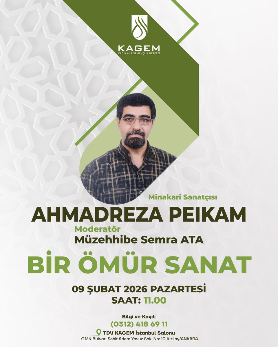 Sanata ömrünü adamış usta sanatçıların konuk edildiği Bir Ömür Sanat programında TDV KAGEM bu ay İran'lı Minakari sanatçısı Ahmadreza Peıkam'ı konuk ediyor.
Sınırların ötesinde sanatla yoğrulmuş bir hayat hikayesi.
Bu hayata şahitlik etmek isteyen tüm sanatseverleri bekliyoruz.