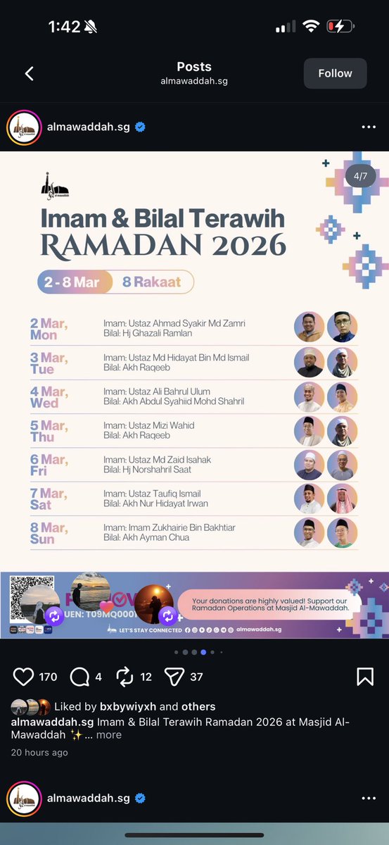 selubungzzz__'s tweet photo. @misterrhussainn Some masjids in SG put what surah they will be reciting https://t.co/brphA4sj7l