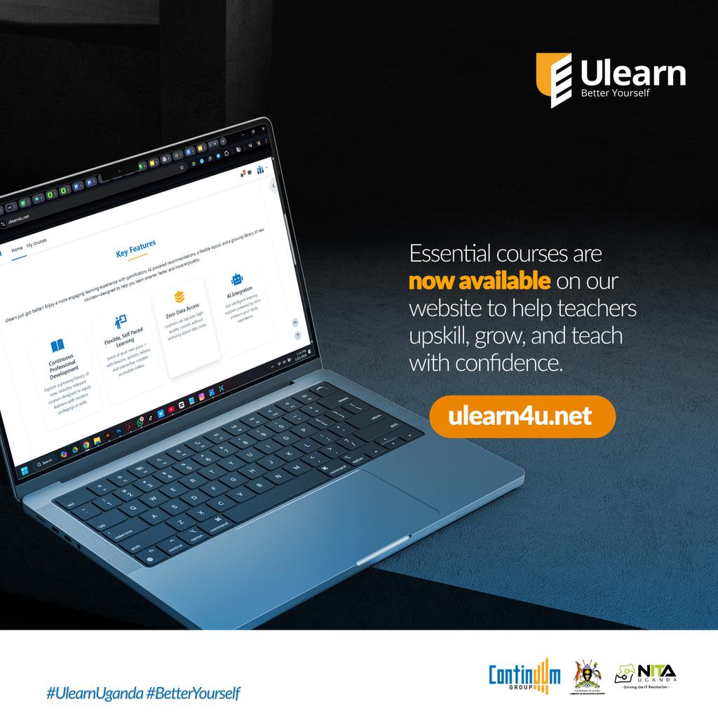 Essential courses are now available on our website to support teachers in upskilling, professional growth, and confident classroom delivery.

Visit our website via bit.ly/UlearnUganda to sign up &amp; enroll. Remember it's a self-paced learning model.
#UlearnUg #BetterYourself