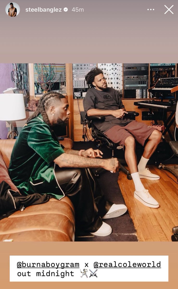 MPlugNG's tweet photo. Burna Boy is a guest feature on J. Cole’s “The Fall Off”,confirmed Steel Banglez. 
#Mplugng https://t.co/kacBw7RaMp